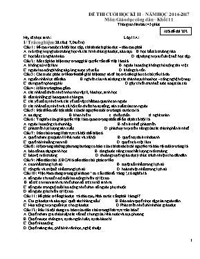 Đề kiểm tra cuối học kỳ II môn Giáo dục công dân Lớp 11 - Mã đề 202 - Năm học 2016-2017